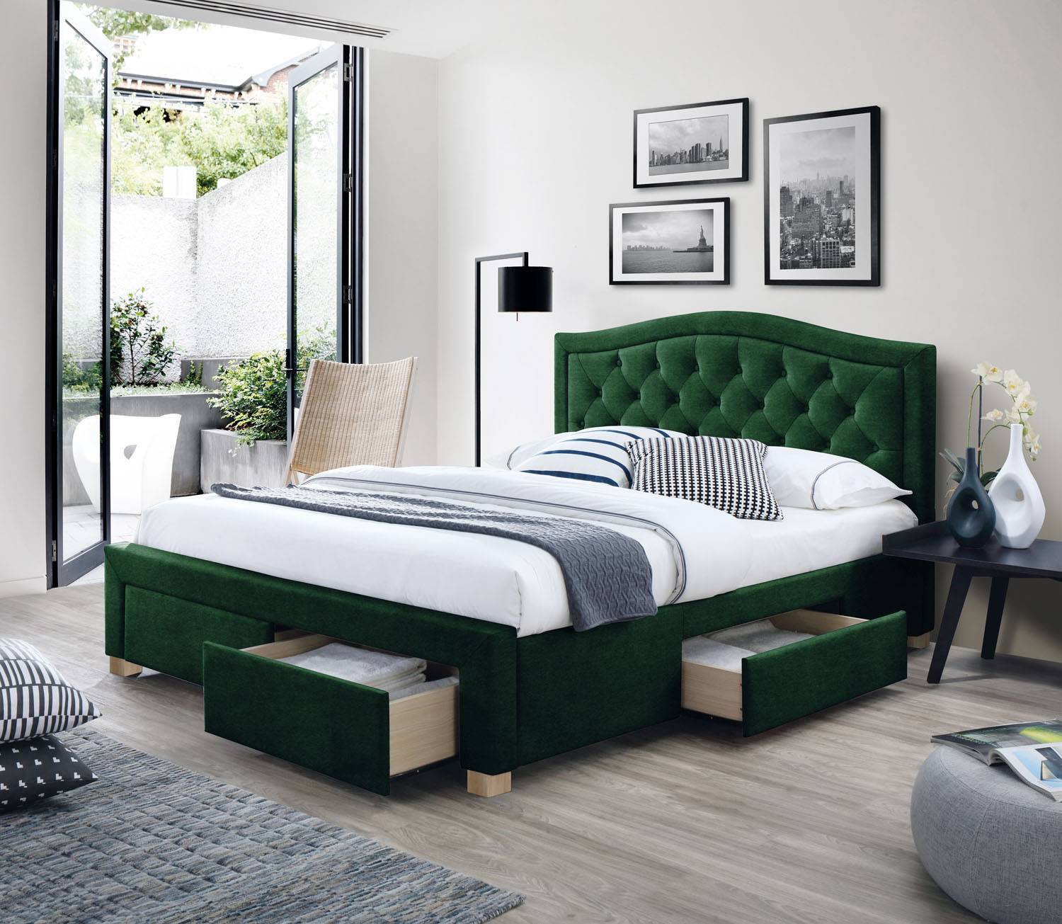 Manželská posteľ 160x200 ELECTRA VELVET zelená