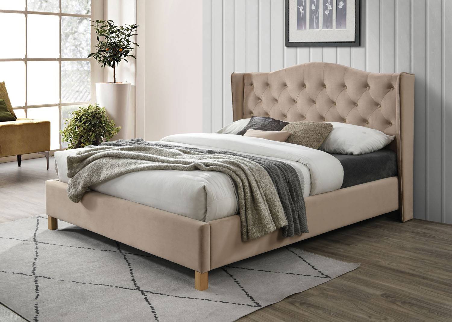 Manželská posteľ 160x200 ASPEN VELVET béžová