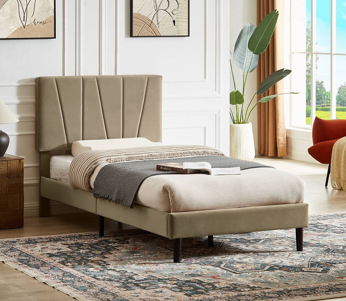 Posteľ 120x200 SAVANA VELVET, béžová 