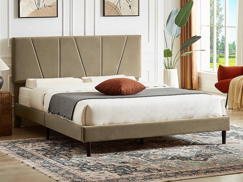 Posteľ 140x200 SAVANA VELVET, béžová 